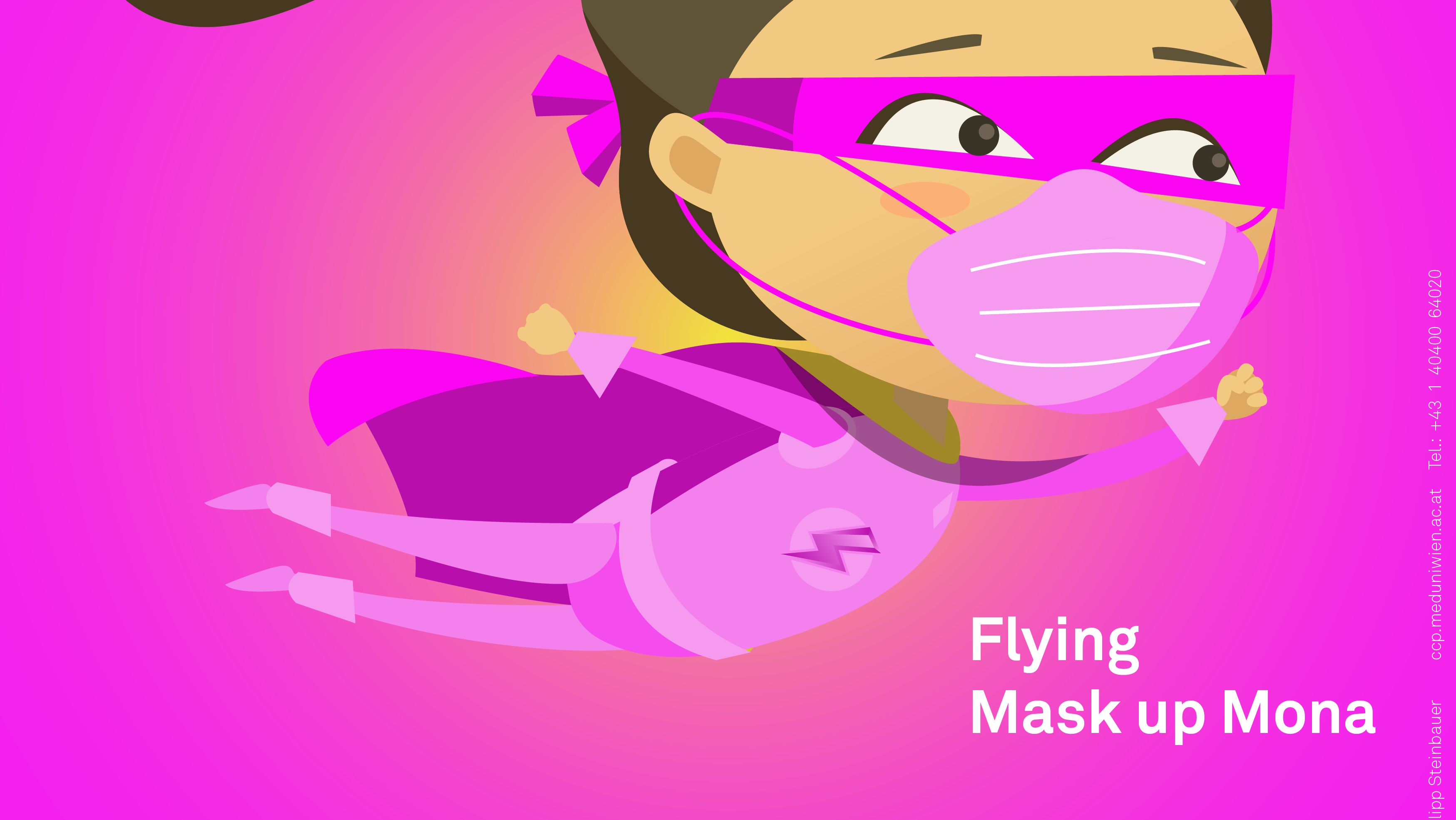 Mask up Mona - pinke Superheldin | © Philipp Steinbauer / MedUni Wien